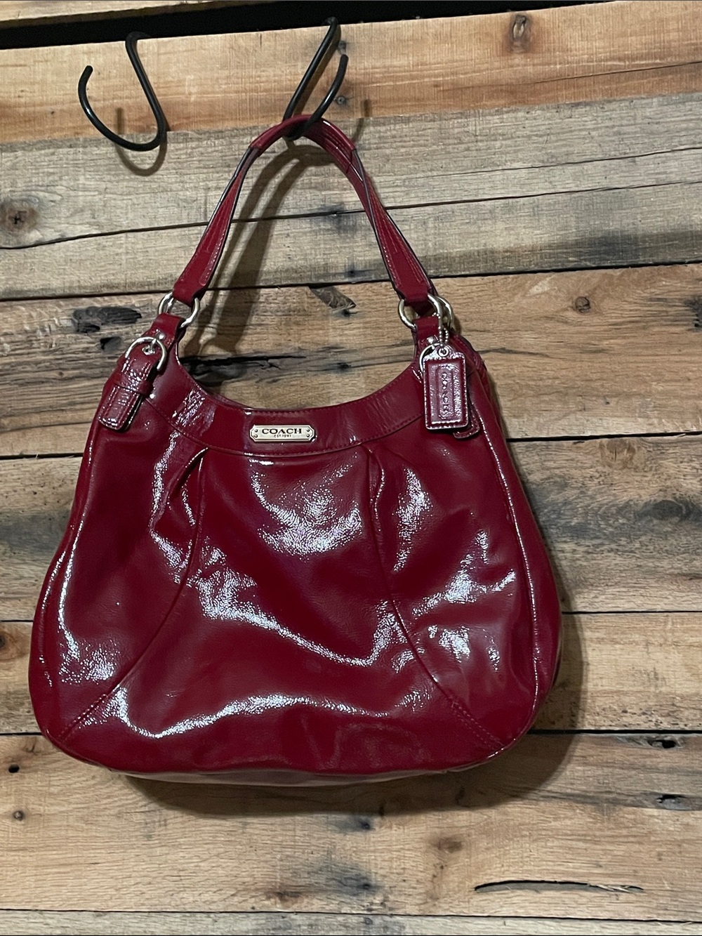 Coach Glossy Red Patent Leather Shoulder Bag